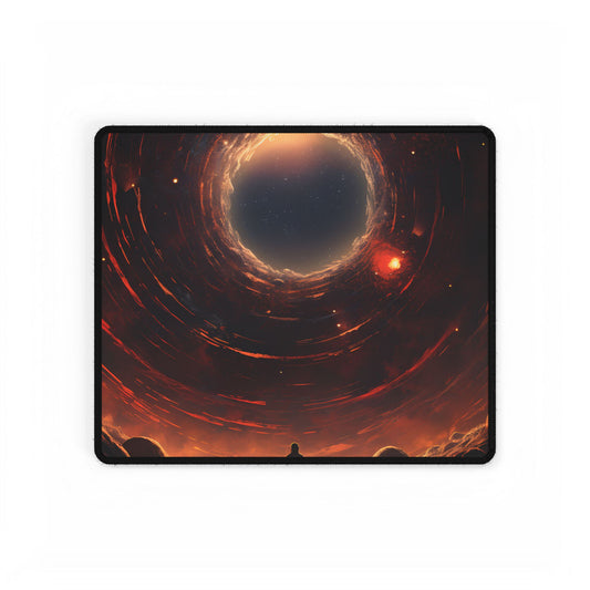 Black Hole Cosmic: A Realistic Digital Artwork of a Planet in Orbit - Desk Mat