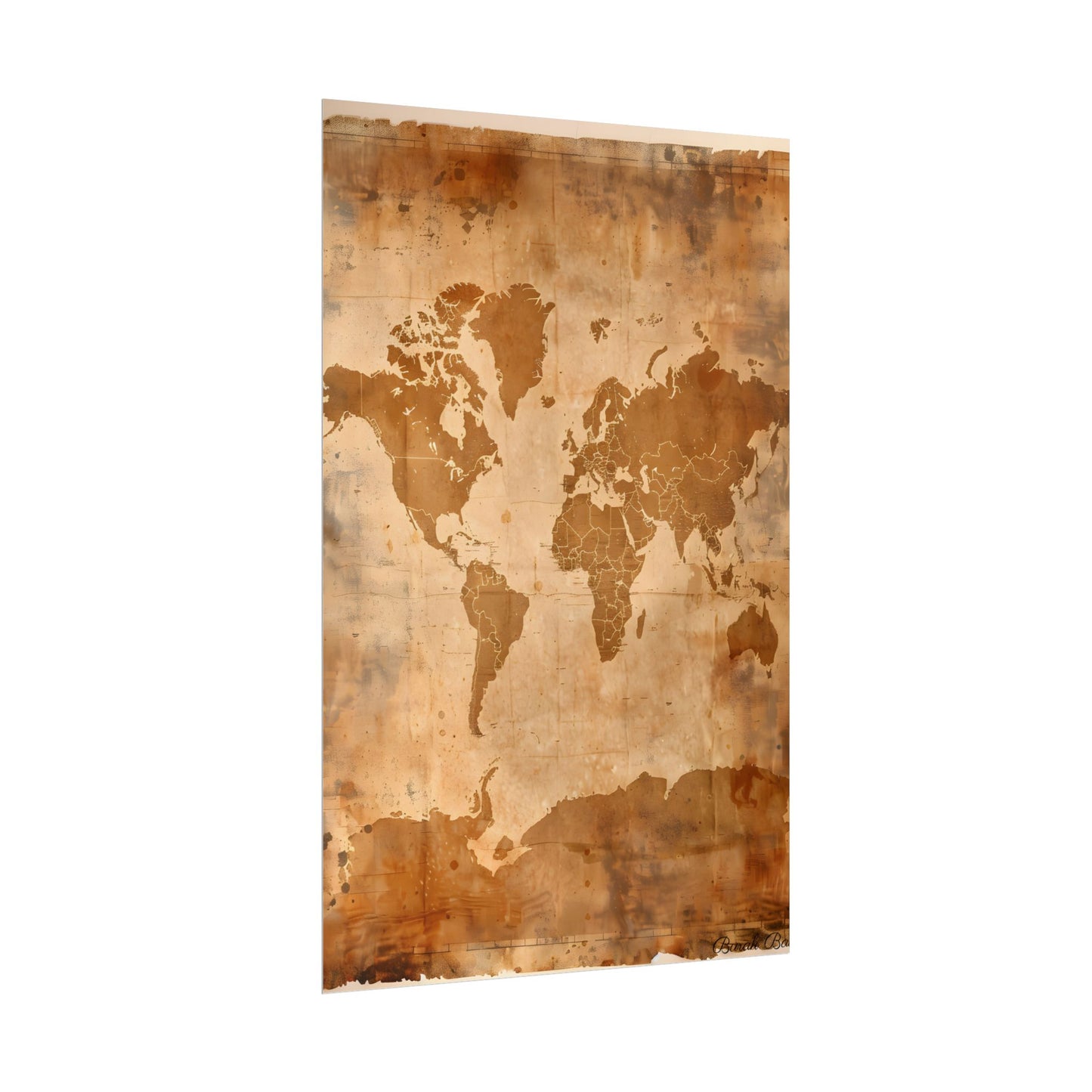 Vintage World Map: Artistic Cartography on Canvas - Poster