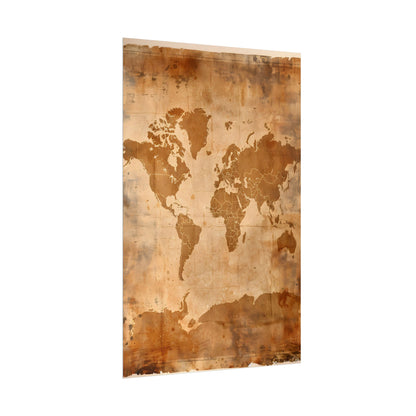 Vintage World Map: Artistic Cartography on Canvas - Poster