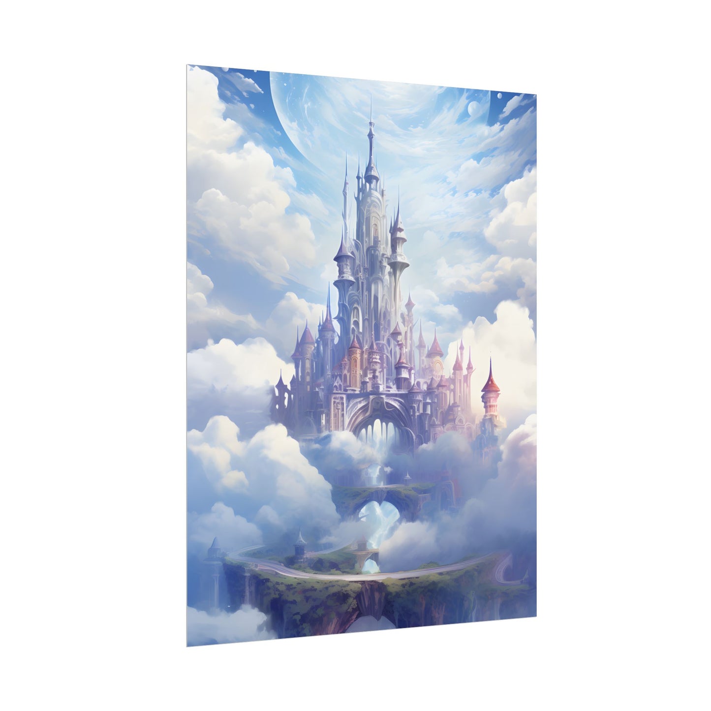 Floating Fantasy City: Celestial Digital Art - Poster