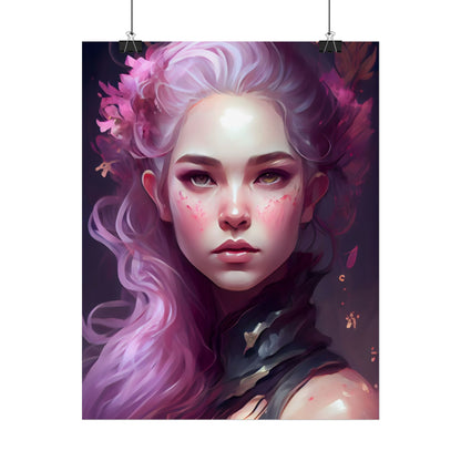 Astonishing Female Portrait with Pink Hair: Dre Artwork - Poster