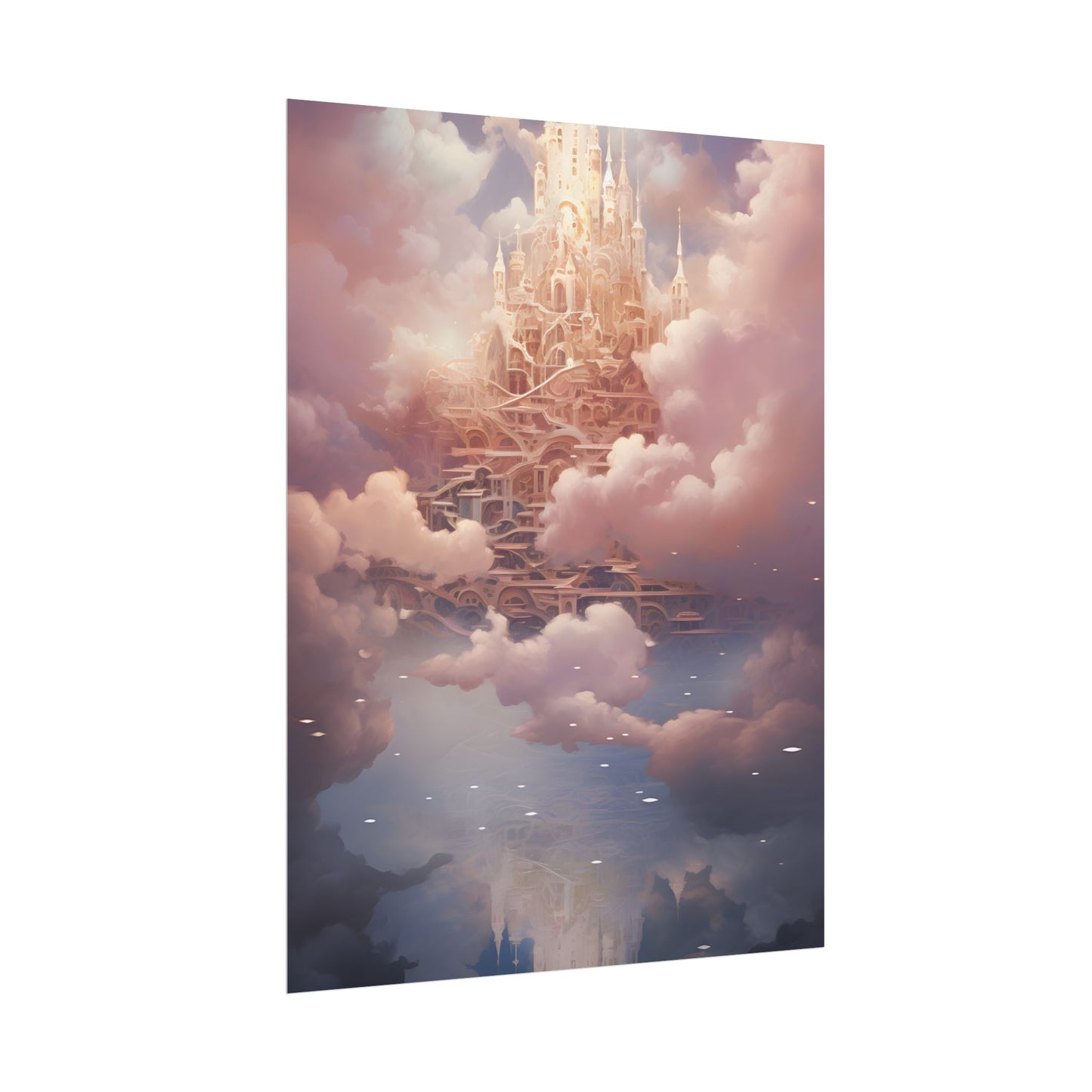 Celestial Fantasy Floating City: Digital Artwork - Poster