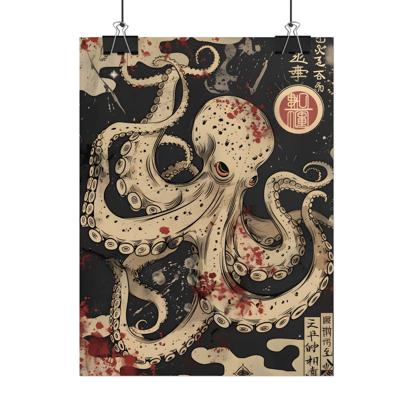 Stylized Japanese Octopus: Minimal Artwork - Poster