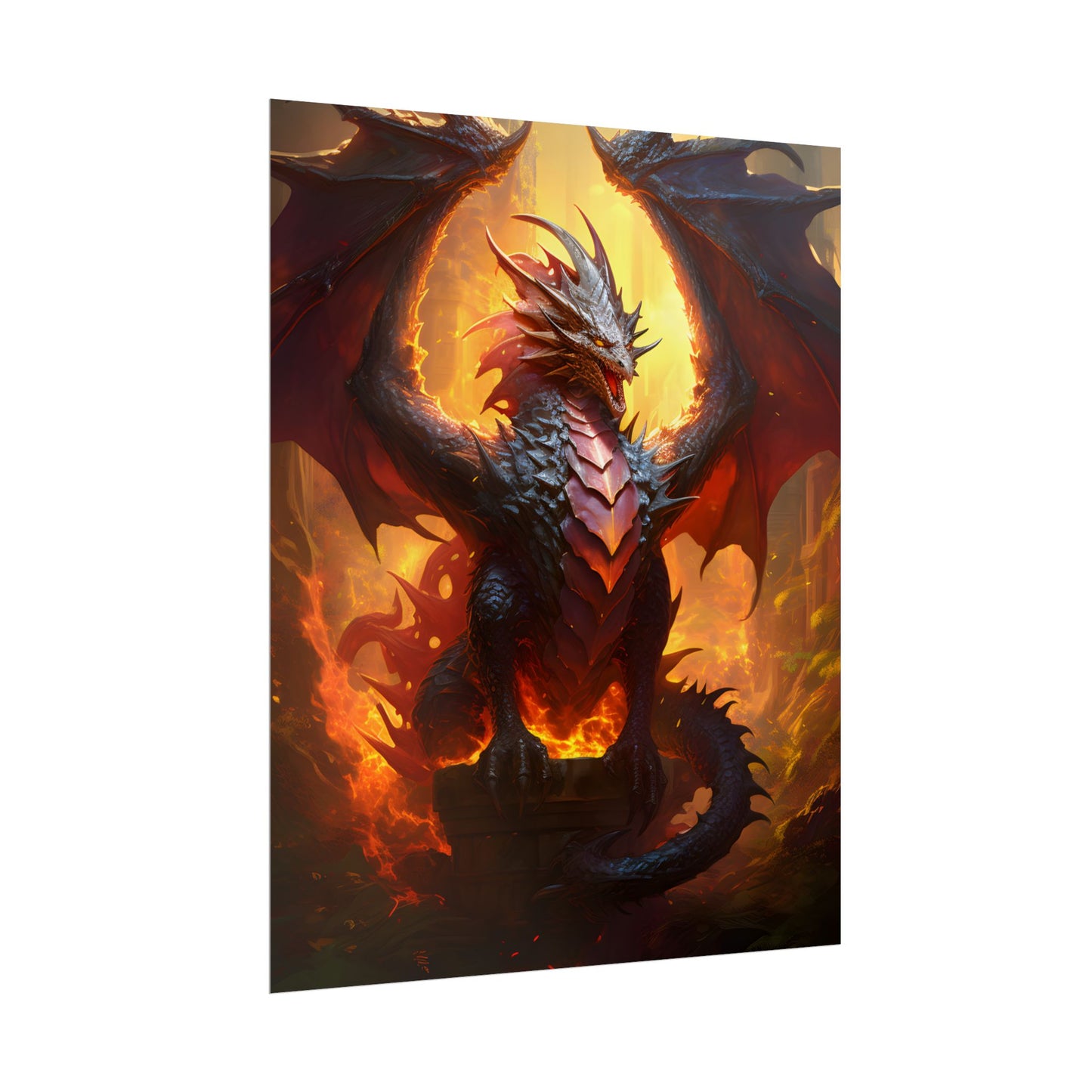 Fantasy Dragon's Treasure Hoard: Ancient Artwork - Poster