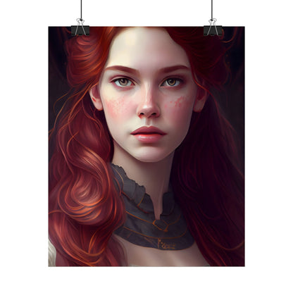 Beautiful Redhead Female Portrait: Classic Timeless Artwork - Poster