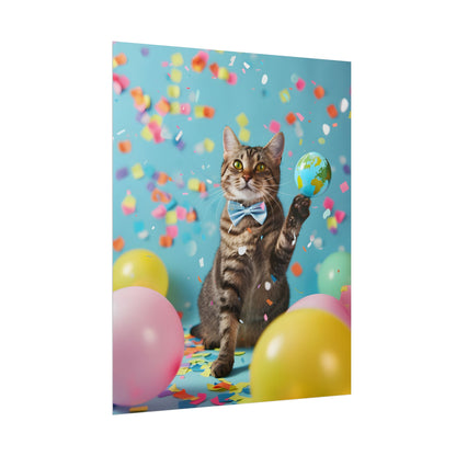 Whimsical Cat in Bow Tie: Close-Up Art Print - Poster