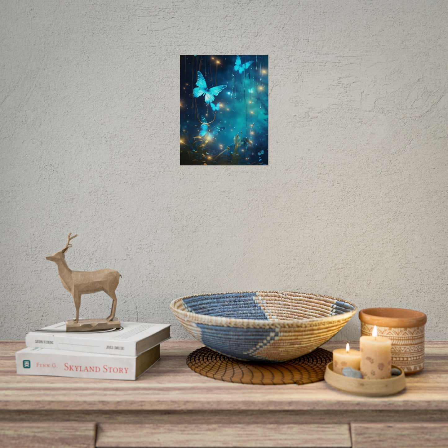 Fantasy Night Forest: Bokeh Glow Digital Artwork - Poster