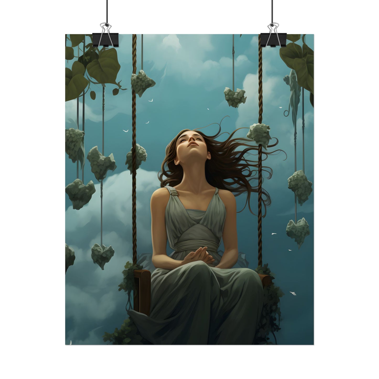 Person at Desk with Laptop: Digital Artwork - Poster