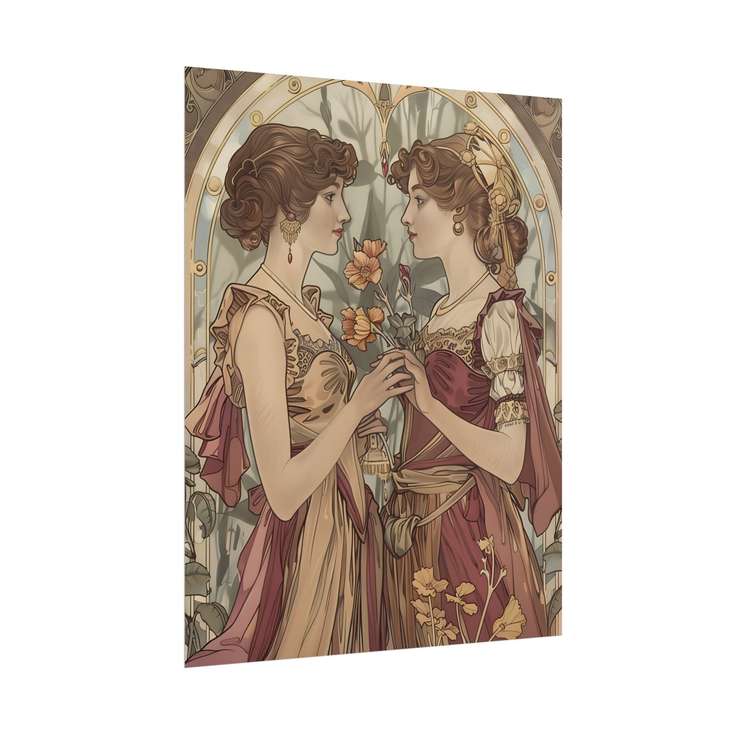 Middle Eastern Floral Beauty: Traditional Attire Digital Art - Poster