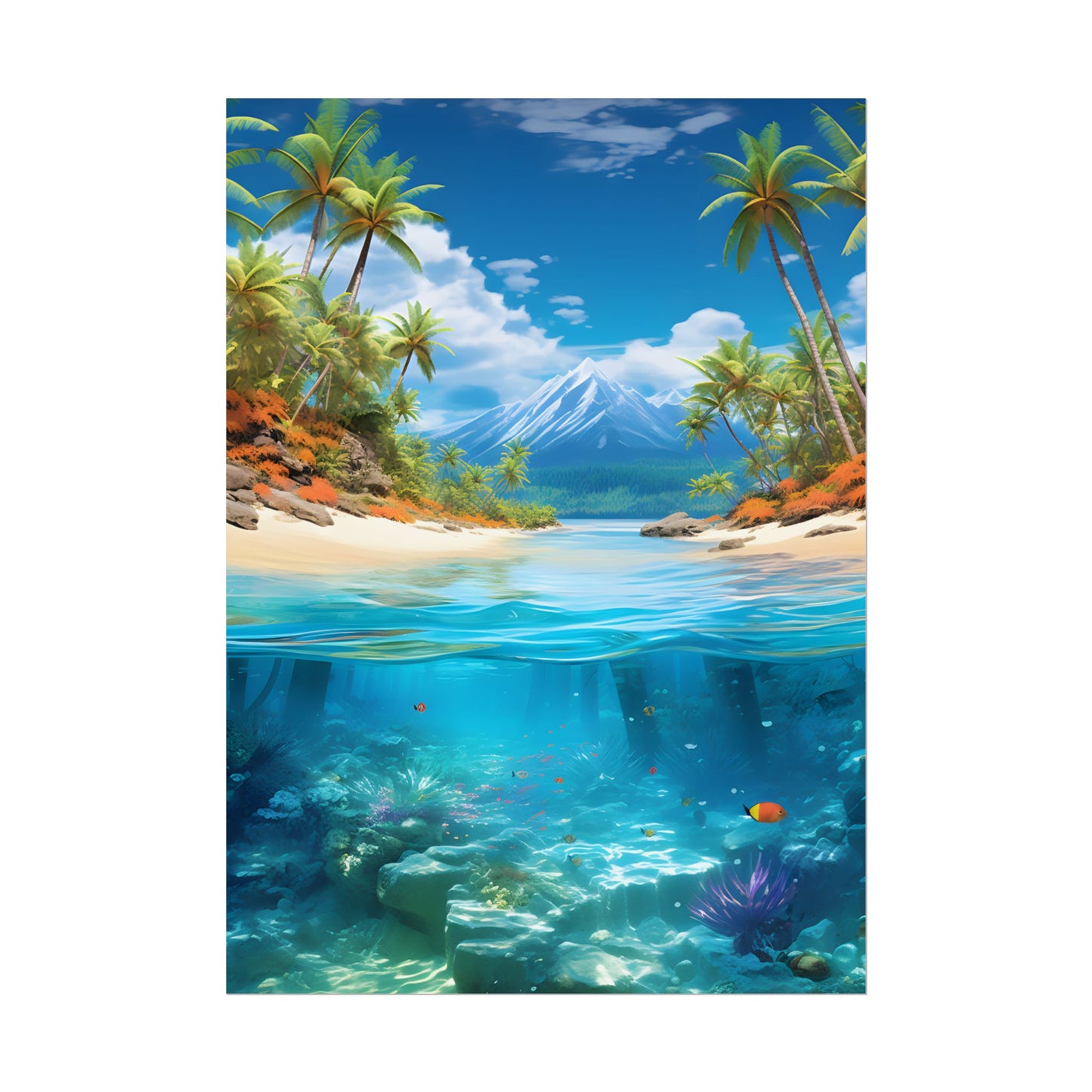 Tropical Paradise Tranquility: Lush Island Getaway Art - Poster