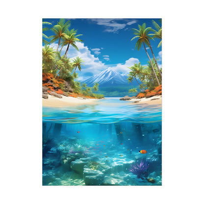 Tropical Paradise Tranquility: Lush Island Getaway Art - Poster