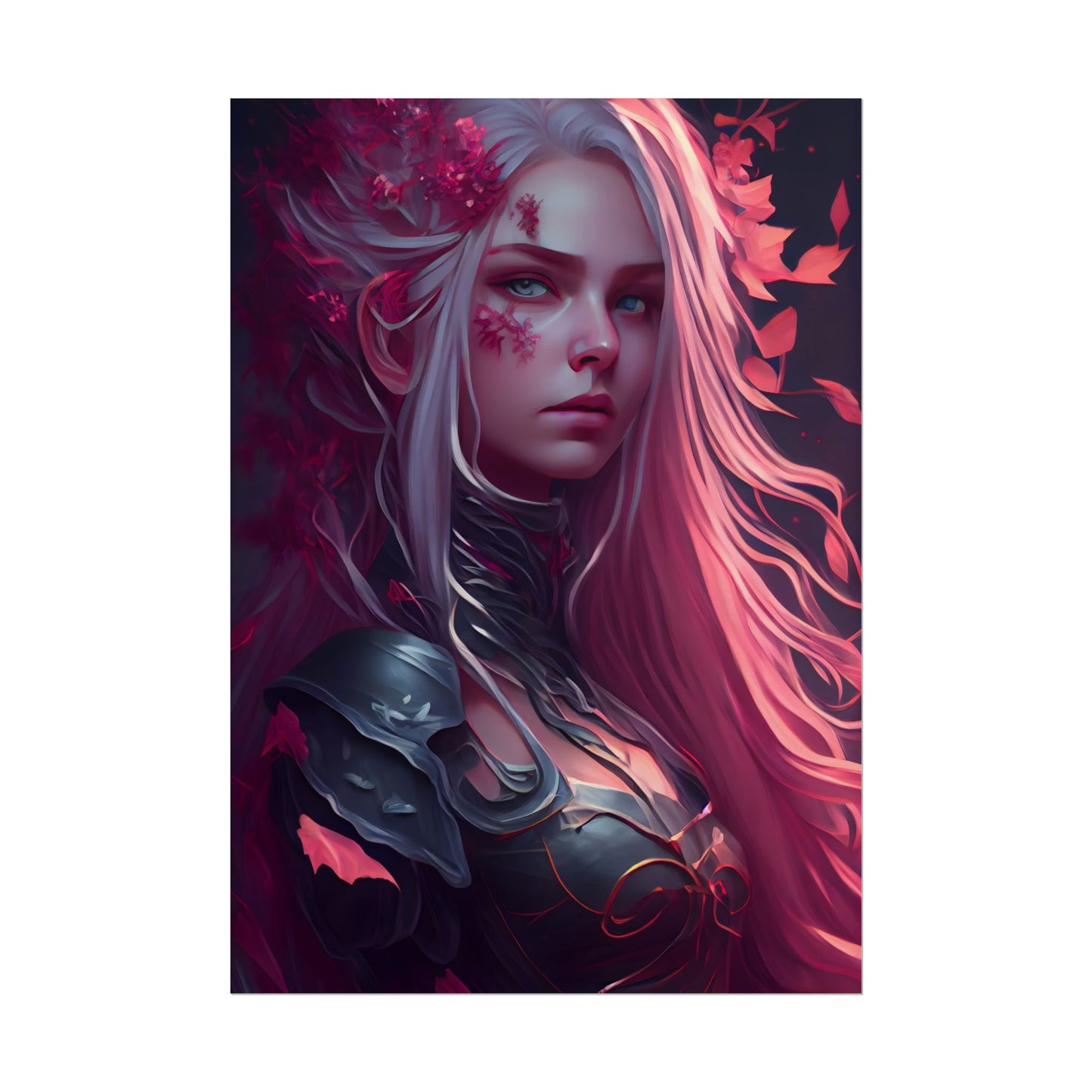 Astonishing Female Portrait with Pink Hair: Artistic Vision - Poster