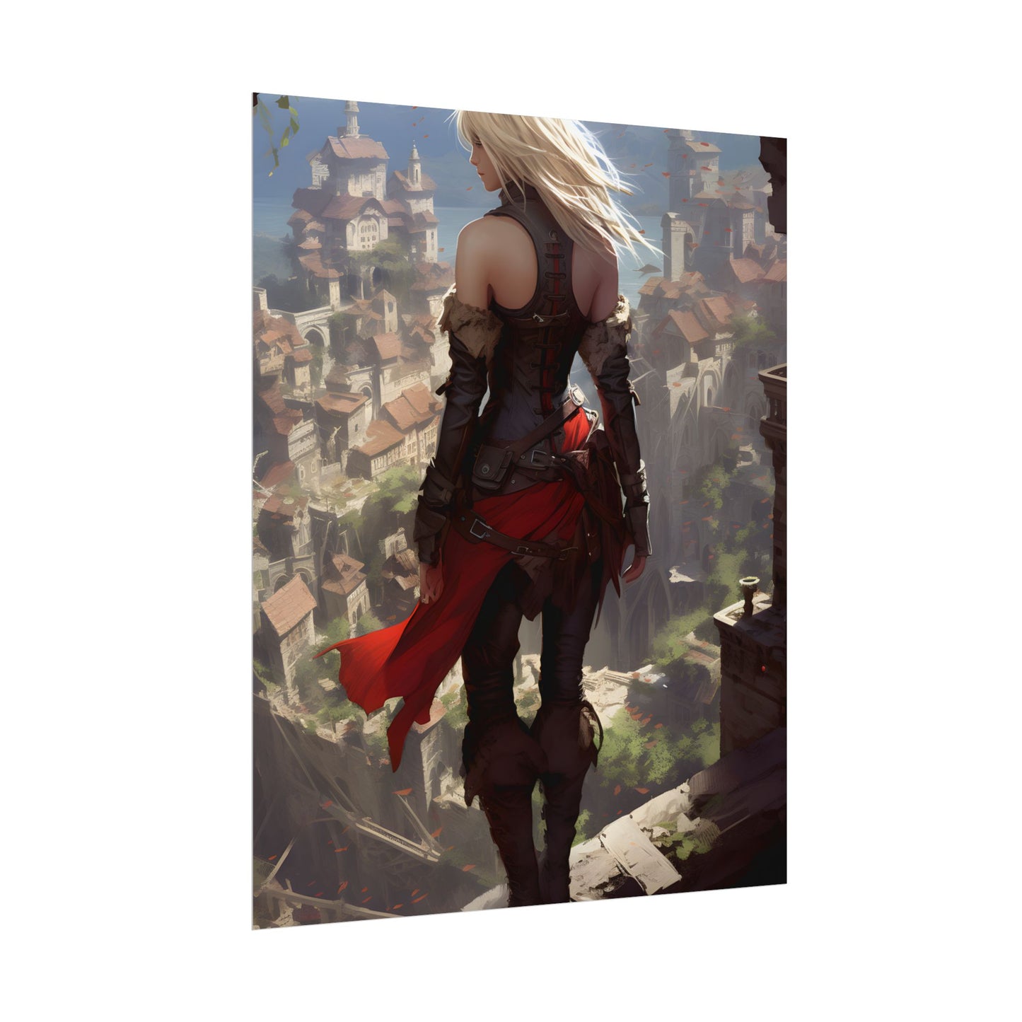 Blonde Anime Bloom: Calming Outdoor Artwork - Poster