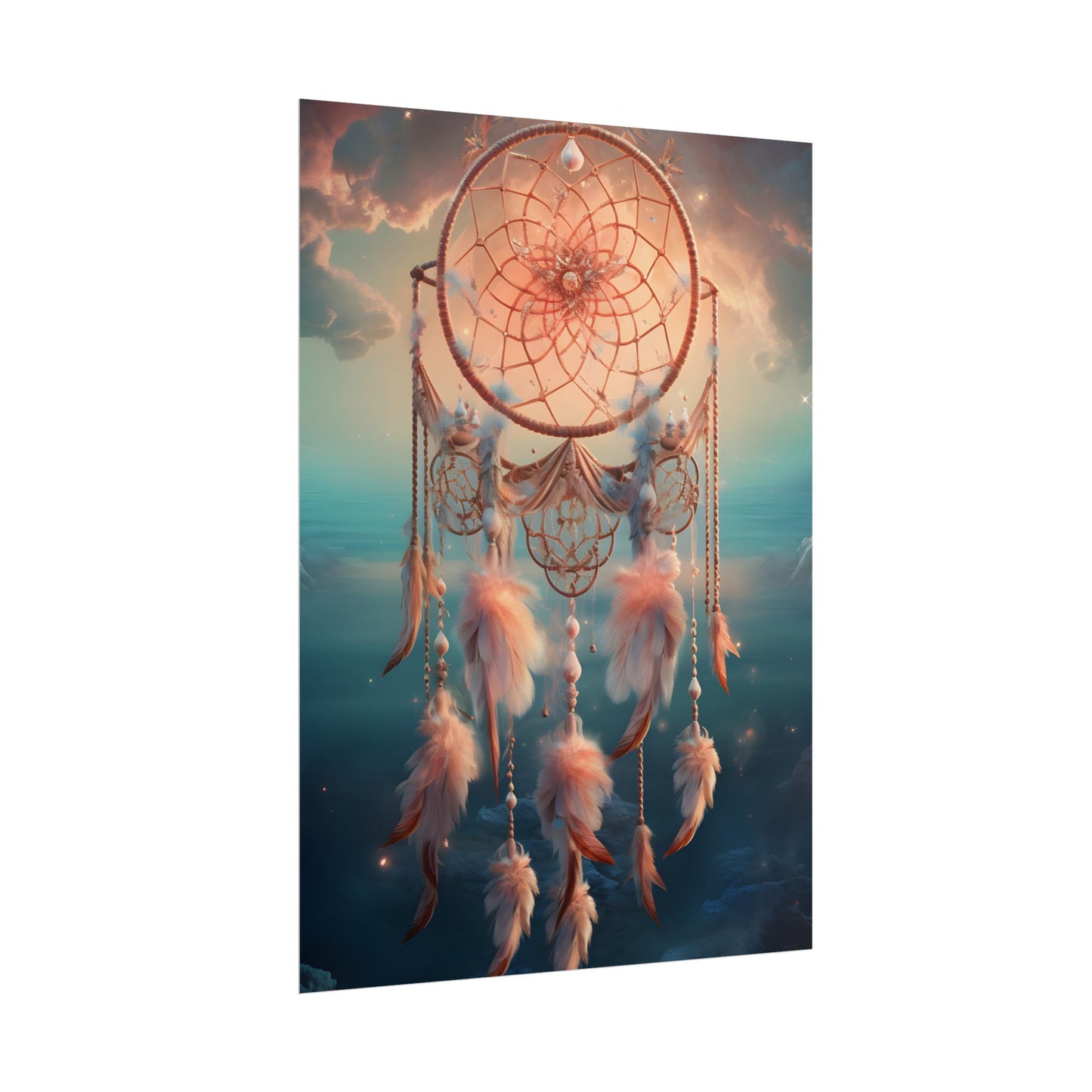 Ethereal Dreamcatcher Realm: Surreal Dreamscape Digital Art - Poster