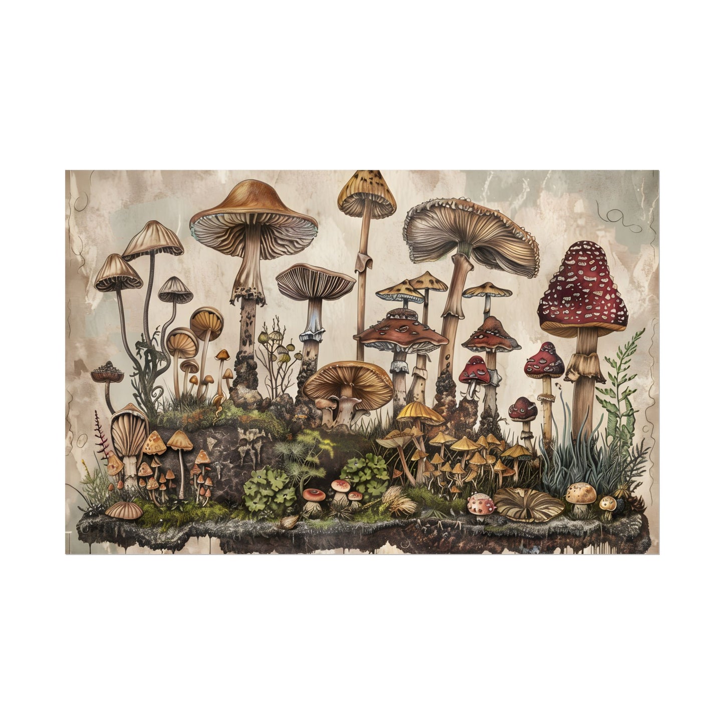 Vintage Mushroom Illustrations: A Collection of Unique Fungi - Poster