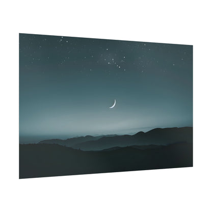 Minimalist Night Scene: Blue-Gray Sky Digital Art - Poster