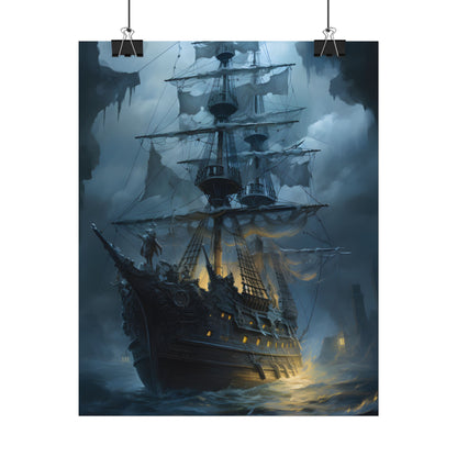 Ghost Pirate Sails: Mysterious Ocean Artwork - Poster
