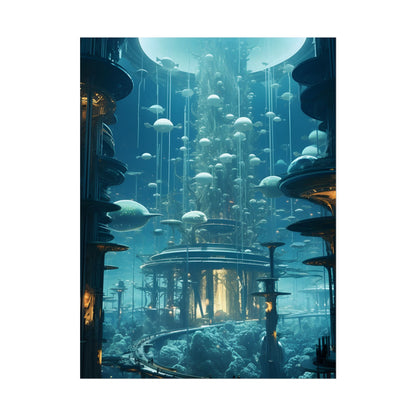 Underwater City of Tomorrow: Futuristic Urban Landscape Art - Poster
