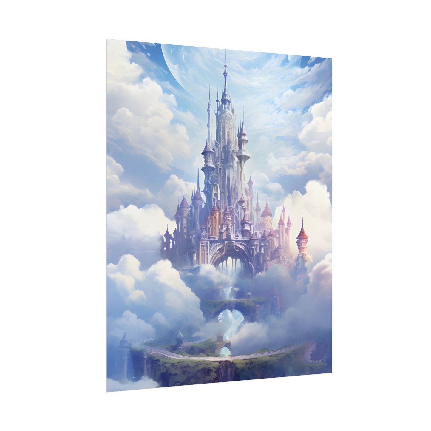 Floating Fantasy City: Celestial Digital Art - Poster