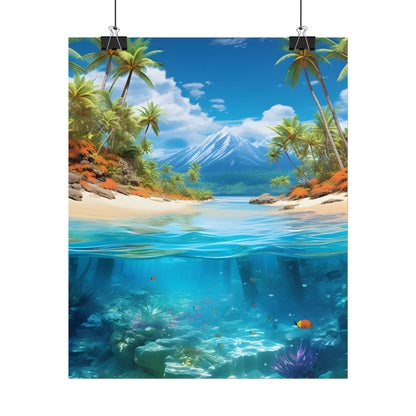Tropical Paradise Tranquility: Lush Island Getaway Art - Poster