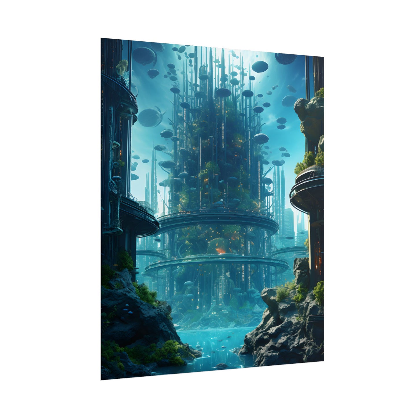 Underwater City: Futuristic Metropol in Calm Waters - Poster