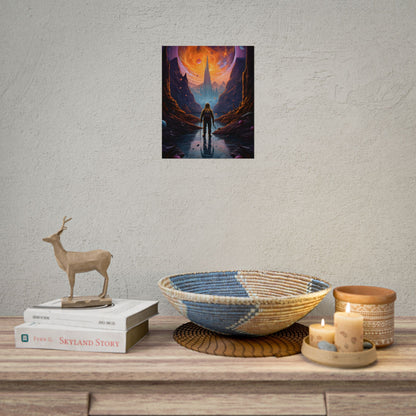 Futuristic Explorer in Wilderness: Sci-Fi Artwork - Poster