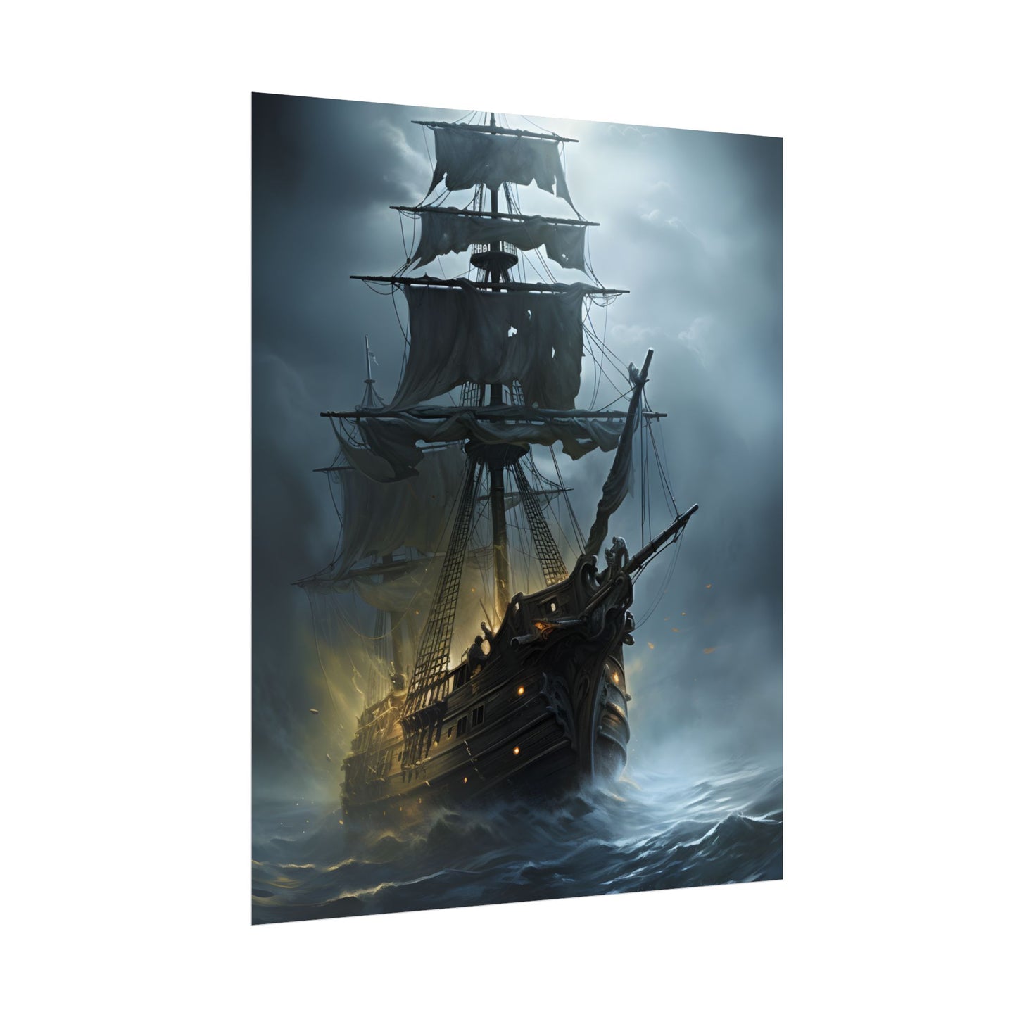 Ghostly Pirate Voyage: Historic Sea Travel Digital Art - Poster