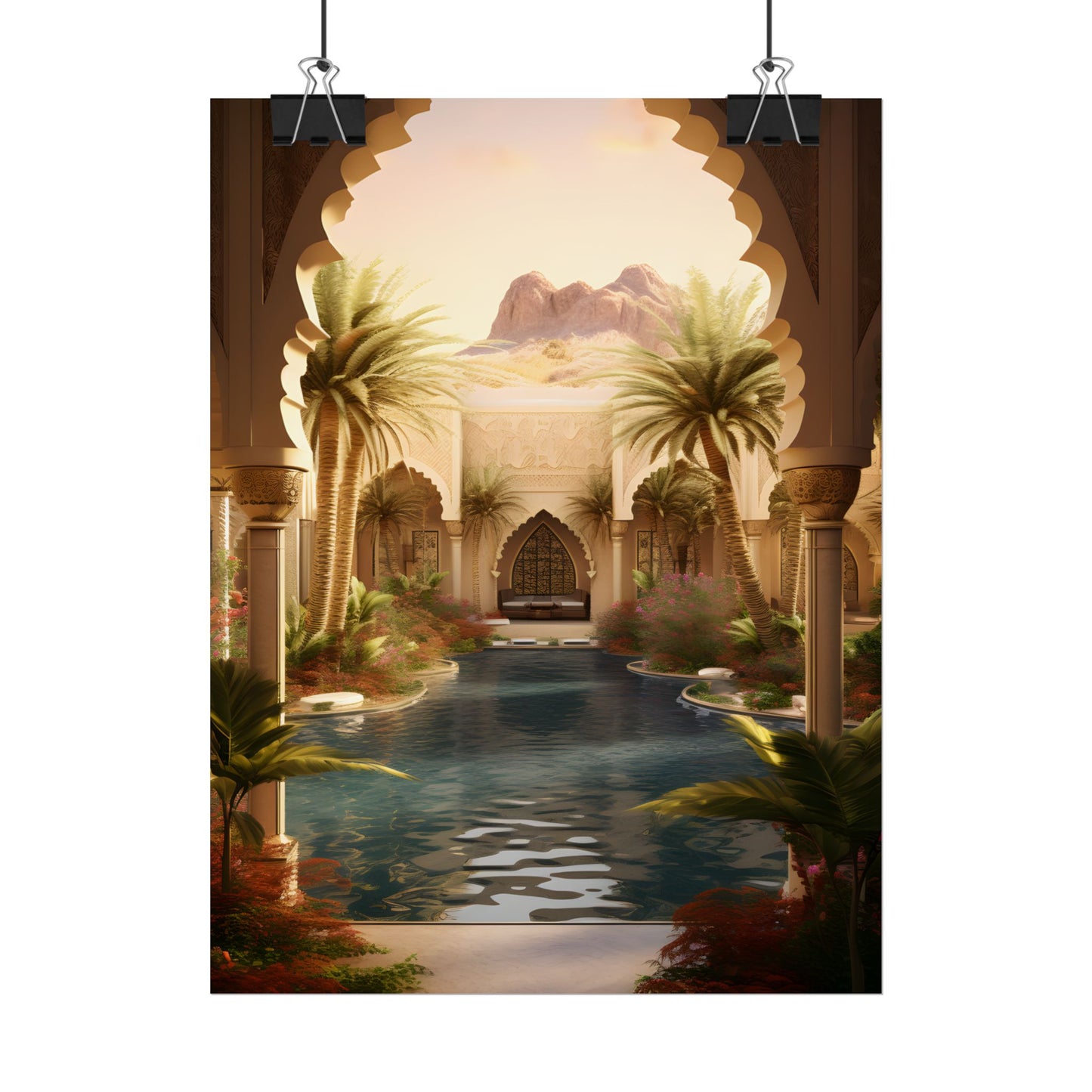 Serene Desert Oasis Art: Arabian Nights-Inspired Print - Poster