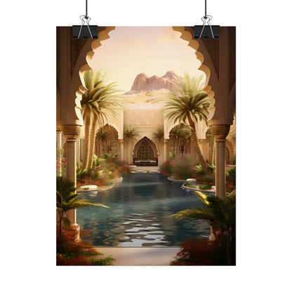 Serene Desert Oasis Art: Arabian Nights-Inspired Print - Poster