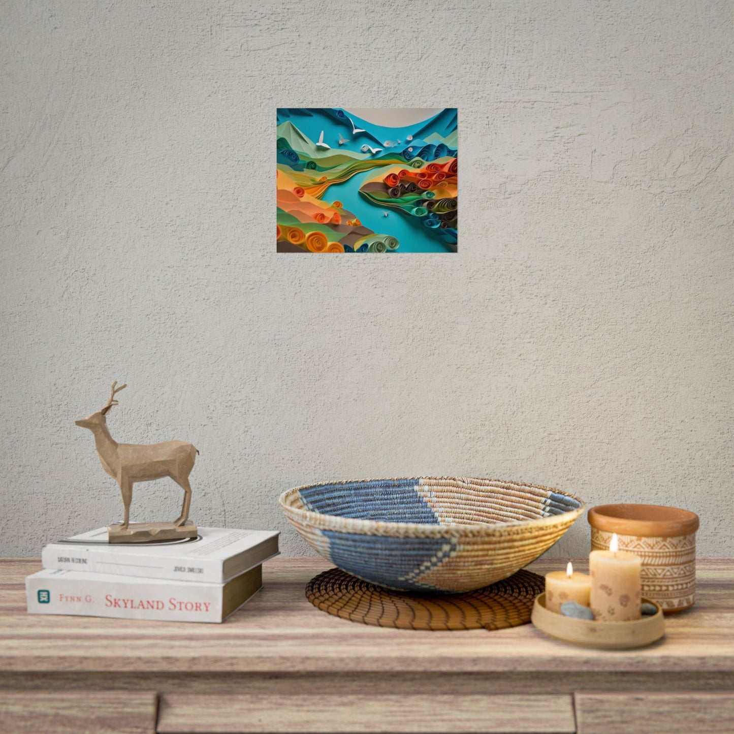 Magical Beach Paradise: Peaceful Paper Quilling Art - Poster