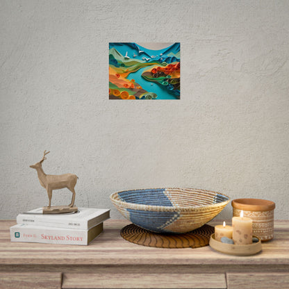 Magical Beach Paradise: Peaceful Paper Quilling Art - Poster