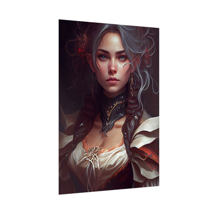 Glamorous Mid-20s Female Portrait: Black Hair Artwork - Poster