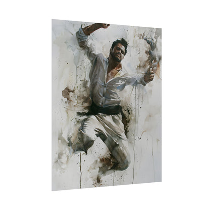 Watercolor Artwork: Man Dancing in Dynamic Movement - Poster