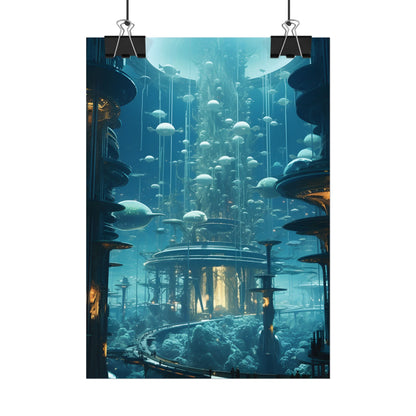 Underwater City of Tomorrow: Futuristic Urban Landscape Art - Poster