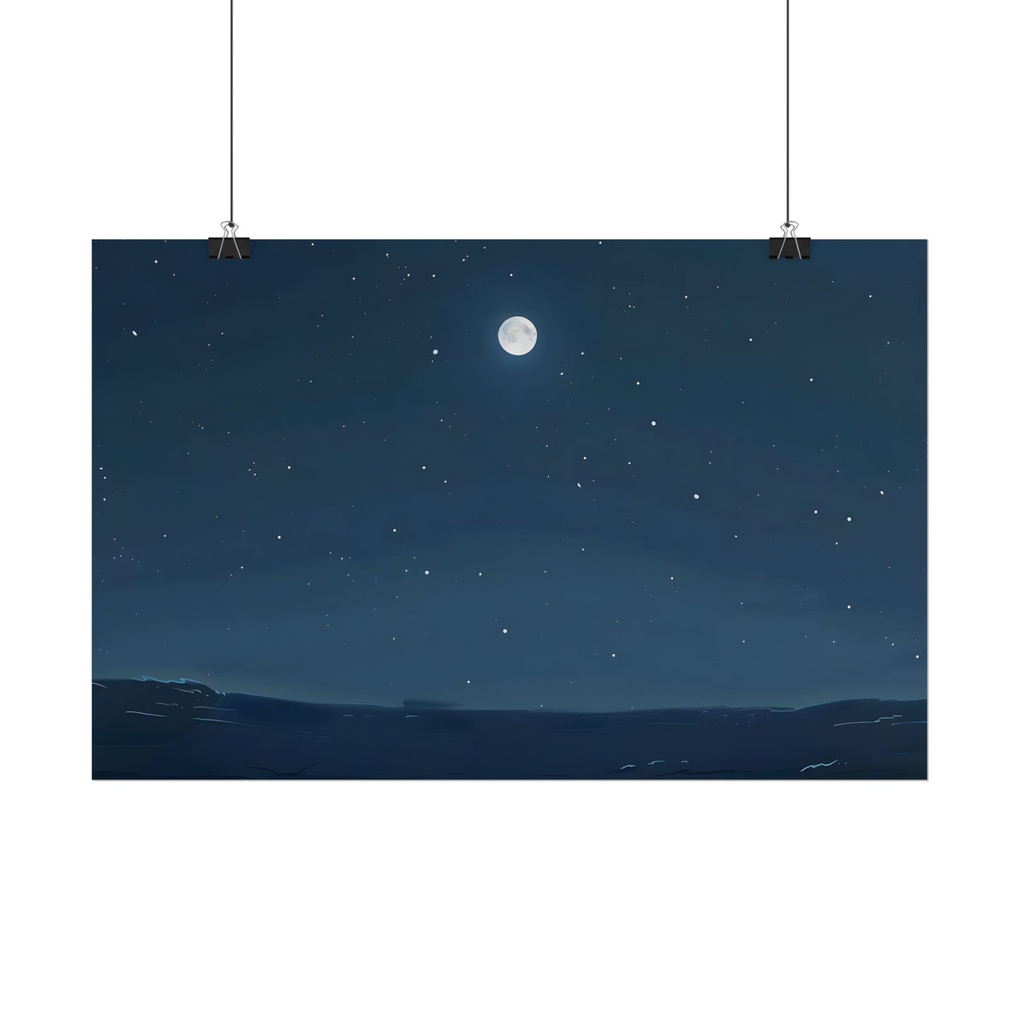 Starry Night Sky: Minimalist Beauty in Blue - Poster