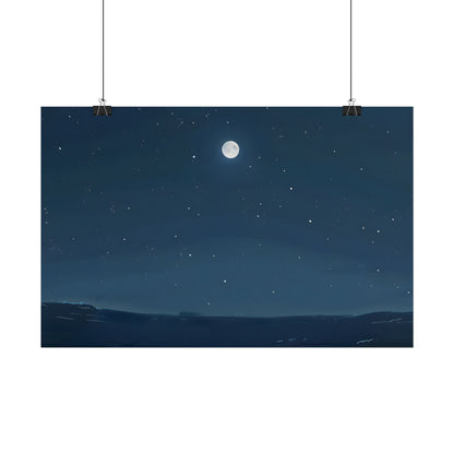 Starry Night Sky: Minimalist Beauty in Blue - Poster
