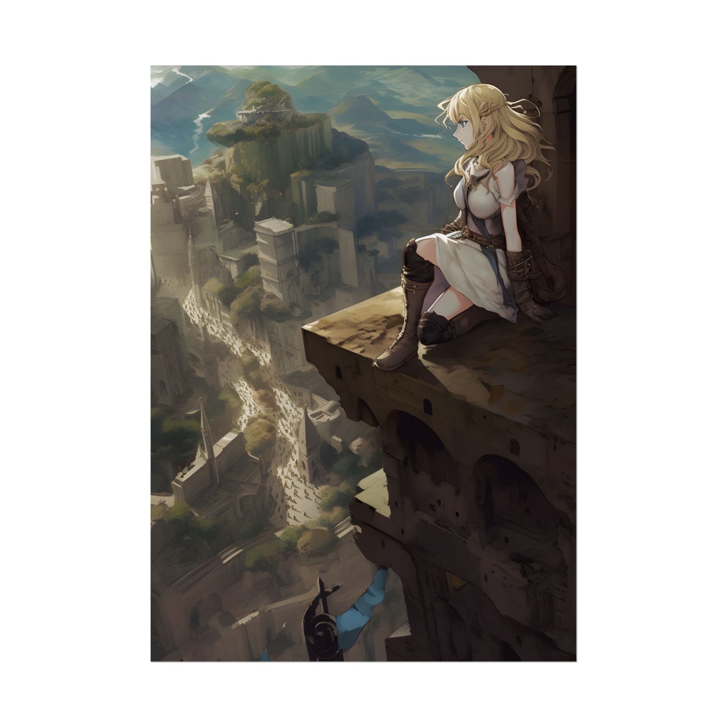 Dramatic Anime Female Portrait: Exclusive Artwork - Poster