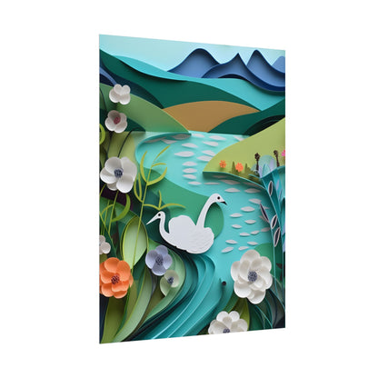 Vibrant Paper Quilling Island: A Beautiful Tropical Landscape - Poster