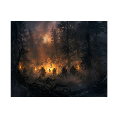 Tranquil Forest Sunset: People Connecting with Nature - Poster