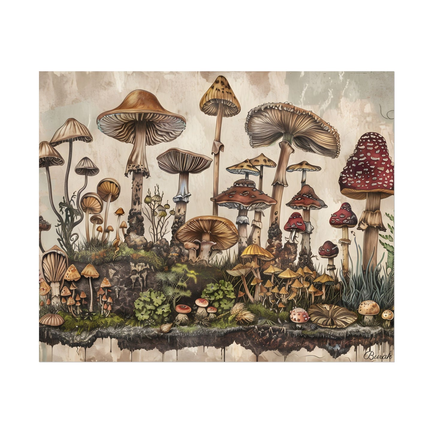 Vintage Mushroom Illustrations: A Collection of Unique Fungi - Poster