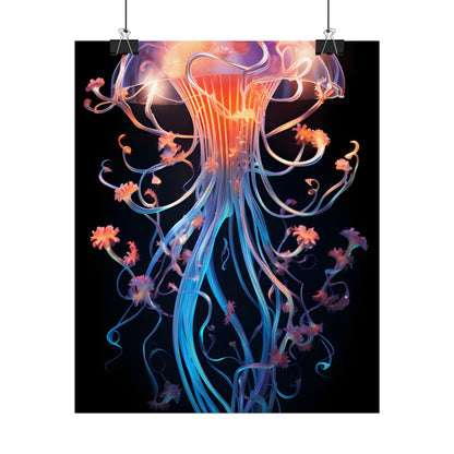 Bioluminescent Oceanic Ballet: Elegantly Poised Dancer in Underwater Performance - Poster