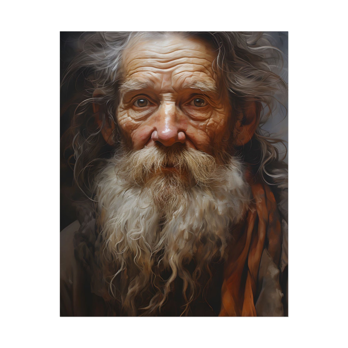 Elderly Wisdom: Realistic Portrait Art - Poster