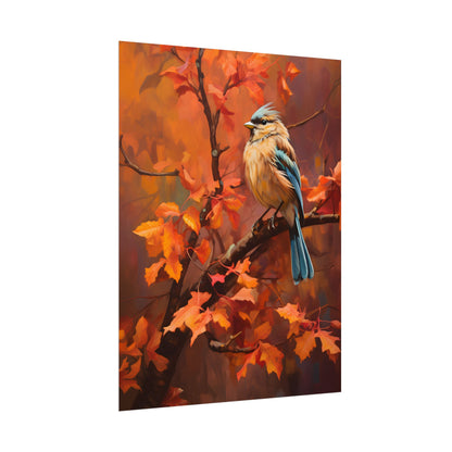 Vibrant Oak Branch: Colorful Oil Painting Artwork - Poster