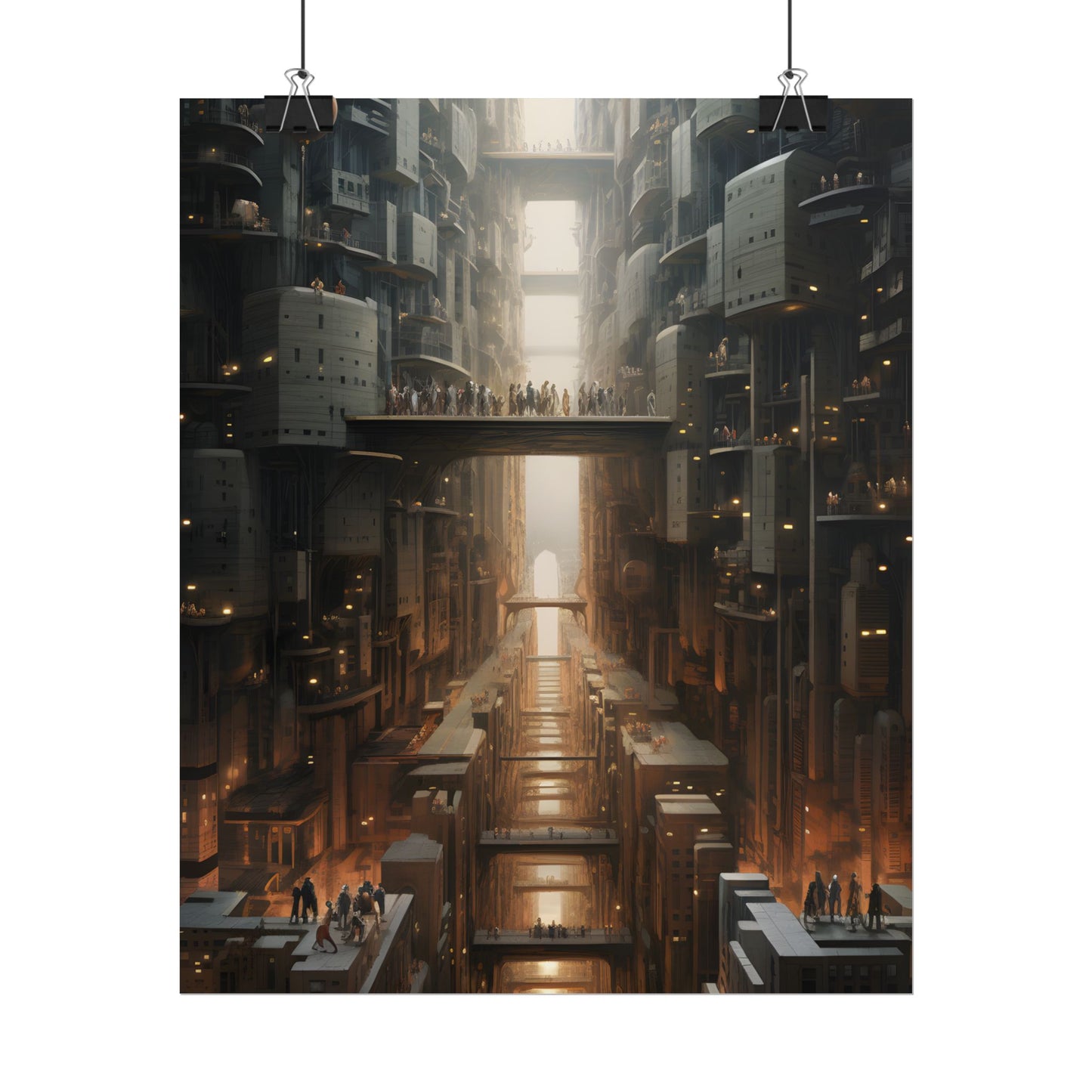 Futuristic City of Perfection: Modern Skyscrapers under Neon Lights - Poster