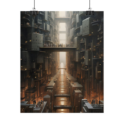 Futuristic City of Perfection: Modern Skyscrapers under Neon Lights - Poster