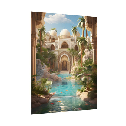 Serene Desert Oasis: Arabian Nights-Inspired Artwork - Poster