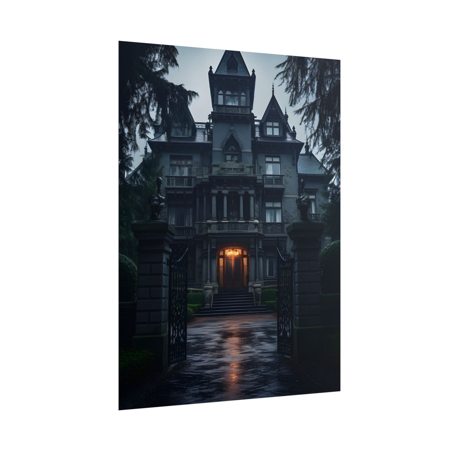 Haunted Victorian Mansion: Spooky Atmosphere Artwork - Poster