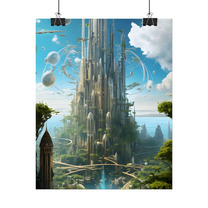 Breathtaking Floating City: Urban Waterways Digital Art - Poster