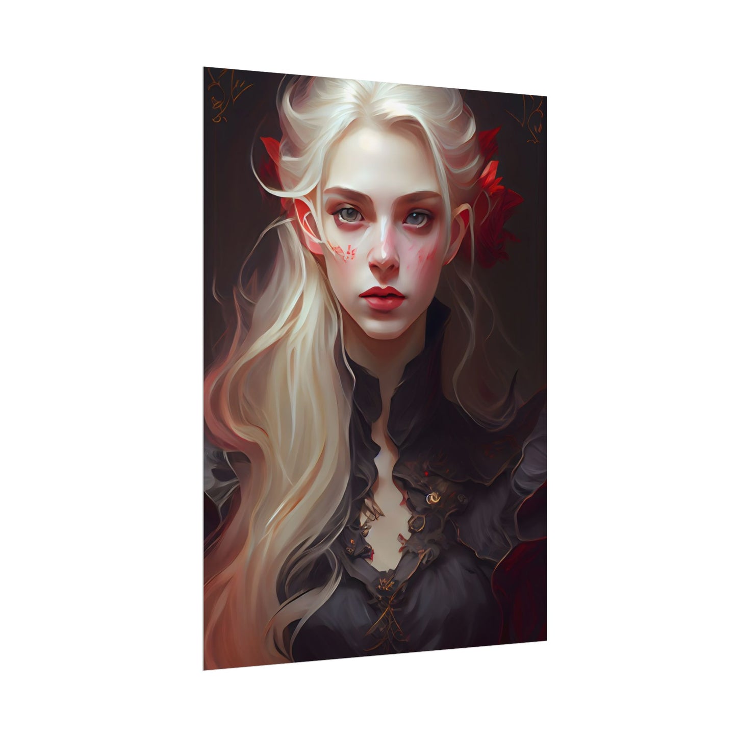 Beautiful Blonde Portrait: A Stunning Female in Black Top - Poster