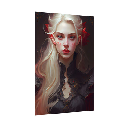Beautiful Blonde Portrait: A Stunning Female in Black Top - Poster